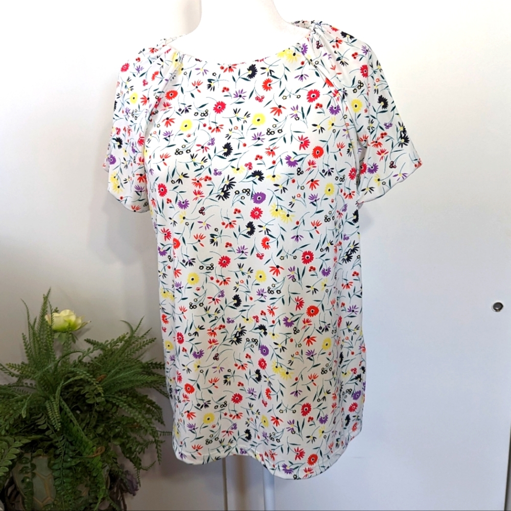 Banana Republic Floral Short Sleeve Blouse Size M